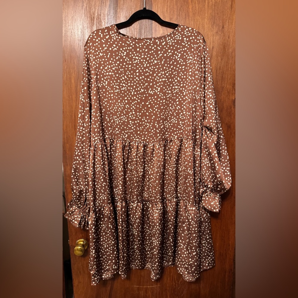 Women’s Brown and White Spotted Plus Size Dress - Size 3X - Picture 2 of 5